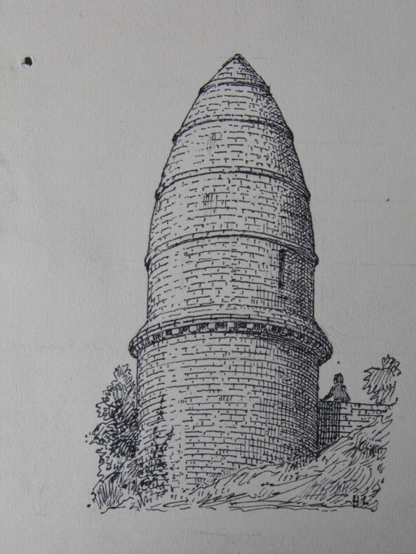 Chapelle fun&eacute;raire &agrave; Sarlat (Dordogne) - Dessin original sign&eacute;. Louis Henri Laffill&eacute;e