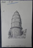 Chapelle fun&eacute;raire &agrave; Sarlat (Dordogne) - Dessin original sign&eacute;. Louis Henri Laffill&eacute;e