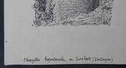 Chapelle fun&eacute;raire &agrave; Sarlat (Dordogne) - Dessin original sign&eacute;. Louis Henri Laffill&eacute;e
