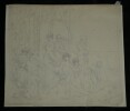 Jean-Ernest Aubert. Dessin au crayon noir sign&eacute;, figures f&eacute;minines et enfants, 1891. Jean-Ernest Aubert