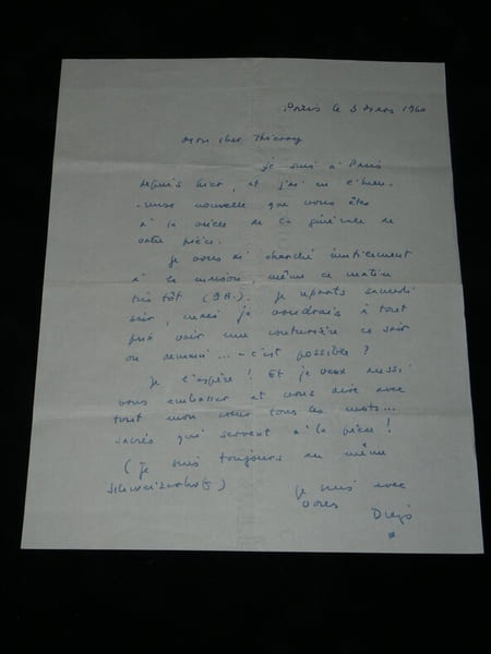 Diego Fabbri - Lettre autographe sign&eacute;e &agrave; Thierry Maulnier – Paris, 3 mars 1960. Diego Fabbri