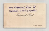 &Eacute;douard Rod - Carte de visite autographe. &Eacute;douard Rod