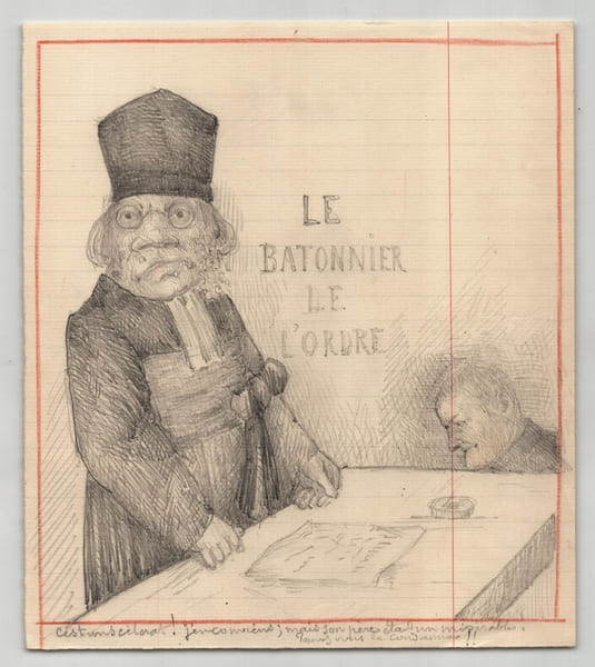 Dessin d&eacute;but XXe - "Le B&acirc;tonnier de l'Ordre" - Satire judiciaire & Caricature. 