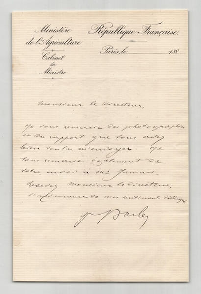 Paul Barbe - Lettre autographe sign&eacute;e &agrave; Eug&egrave;ne Risler de remerciements. Paul Barbe