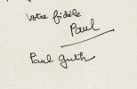 Paul Guth - Lettre autographe sign&eacute;e &agrave; Thierry Maulnier - 1985. Paul Guth
