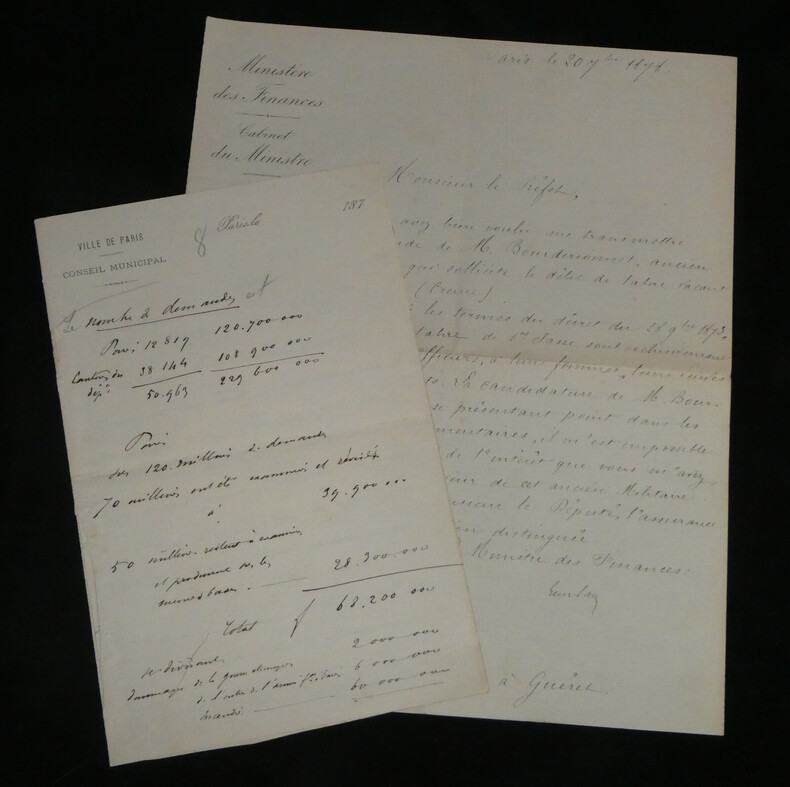 Ensemble de documents concernant L&eacute;on Say - Budget de la Seine - 1878. L&eacute;on Say