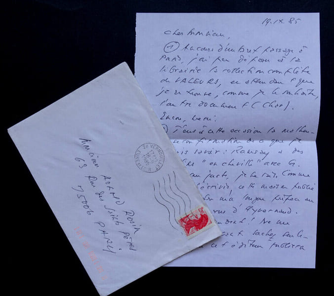 Ren&eacute; &Eacute;TIEMBLE - LETTRE AUTOGRAPHE SIGN&Eacute;E &Agrave; Arnold ROSIN, 1985. Ren&eacute; &Eacute;tiemble