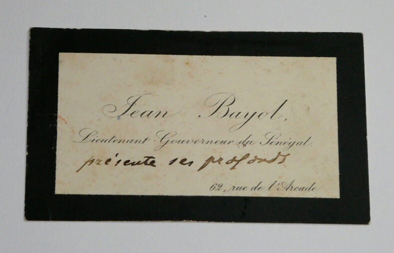 Jean Marie BAYOL - Carte de visite autographe sign&eacute;e &agrave; Monsieur le Ministre. Jean Marie BAYOL