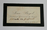 Jean Marie BAYOL - Carte de visite autographe sign&eacute;e &agrave; Monsieur le Ministre. Jean Marie BAYOL