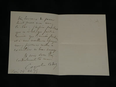 Coquelin cadet. Lettre autographe signée, 1875