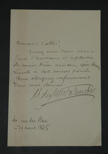 Charles de MONTALEMBERT - LETTRE AUTOGRAPHE SIGNÉE, 19 [août] 1865