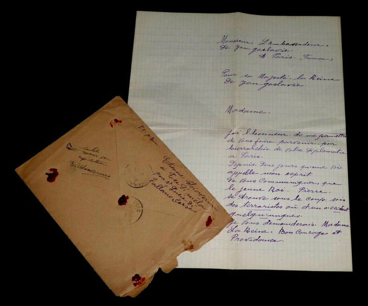 LETTRE AUTOGRAPHE SIGN&Eacute;E &Agrave; Marie DE ROUMANIE via M. RISTIC. Etienne Chiaverini