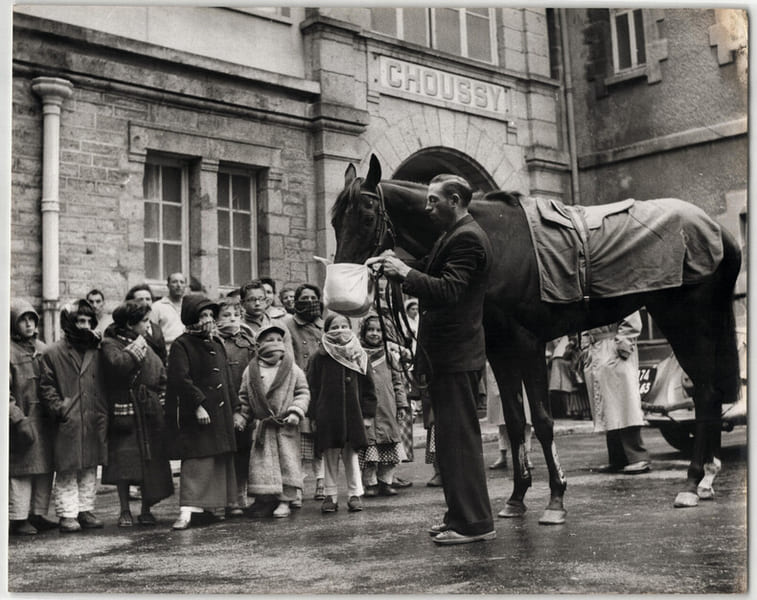 Photographie argentique ann&eacute;es 60 Derby Chevaux 26,2 x 20,9 cm. 