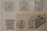 Deux modes d'utilisation d'une m&ecirc;me bille de bois - Dessin original sign&eacute;. Louis Henri Laffill&eacute;e