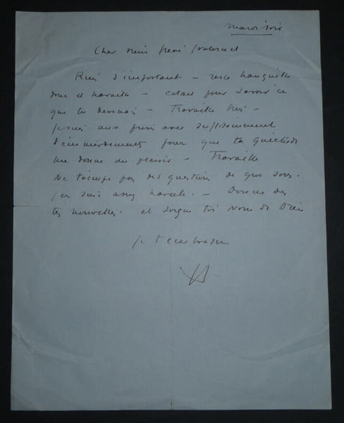 Louis JOUVET, Com&eacute;dien - LETTRE AUTOGRAPHE SIGN&Eacute;E. Louis JOUVET