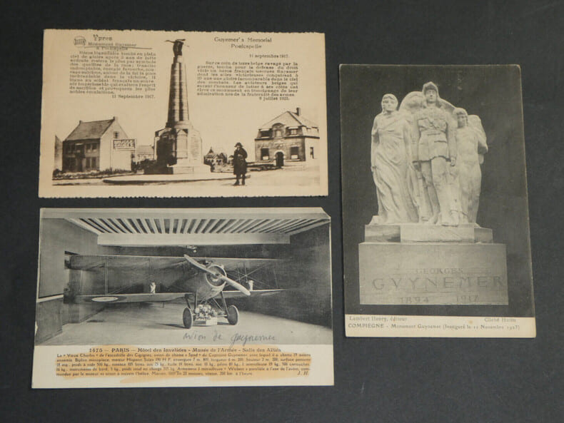 Lot de 3 cartes postales vierges - Guerre 14/18 - Georges GUYNEMER Aviateur. Georges Guynemer
