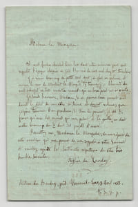Aglaé de Corday - Lettre autographe signée à Mme la Marquise, 3 pages - 1855
