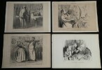 Actualit&eacute;s – Les Bouchers – 4 lithographies extraites du Charivari. Daumier, Honor&eacute;