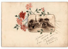 Dessin &agrave; l'encre paysage et fleurs en aquarelle autour 1919. 