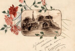 Dessin &agrave; l'encre paysage et fleurs en aquarelle autour 1919. 