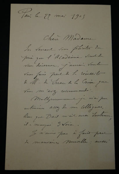 Edouard DEBAT-PONSAN, Peintre - LETTRE AUTOGRAPHE SIGN&Eacute;E, 1905 &agrave; Paris. Edouard DEBAT-PONSAN