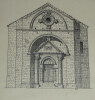 Dessin original sign&eacute; - Fa&ccedil;ade de l'&eacute;glise Saint-Gabriel &agrave; Tarascon. Louis Henri Laffill&eacute;e
