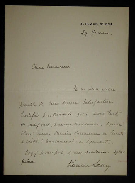 LETTRE AUTOGRAPHE SIGN&Eacute;E. Etienne Lamy