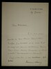 LETTRE AUTOGRAPHE SIGN&Eacute;E. Etienne Lamy