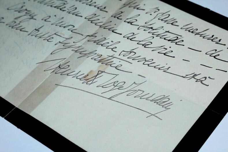 Henriette JOURDAIN - LETTRE AUTOGRAPHE SIGN&Eacute;E SUR LA MORT DE Roger JOURDAIN. Henriette JOURDAIN