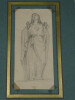 Anonyme - Dessin original au crayon - Vierge Marie, coeur, XIX&egrave;me.. Anonyme