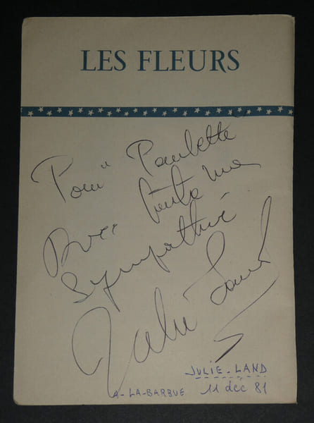 Julie Land, Castel - Autographes issus d'un carnet d'autographes, 1981. Julie Land, Castel