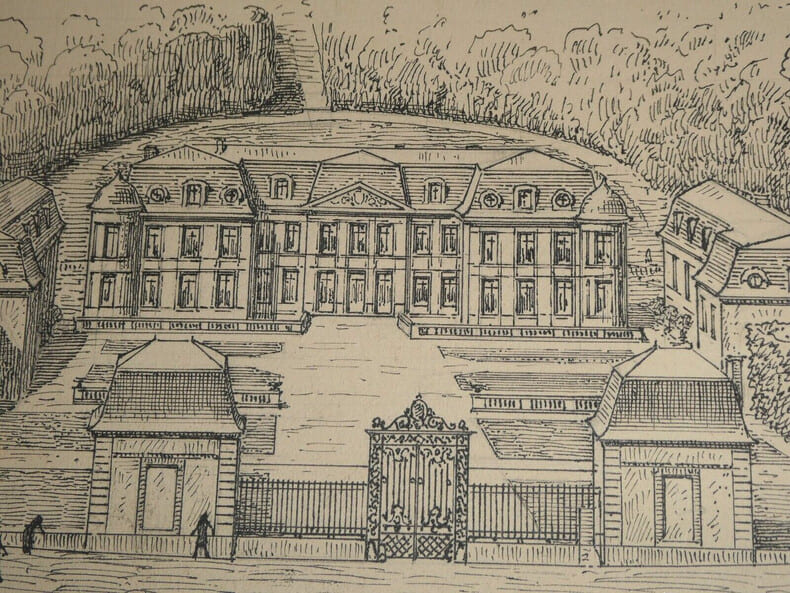 Dessin original sign&eacute; - Ch&acirc;teau de Dampierre - Architecture. Louis Henri Laffill&eacute;e