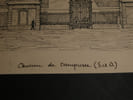 Dessin original sign&eacute; - Ch&acirc;teau de Dampierre - Architecture. Louis Henri Laffill&eacute;e