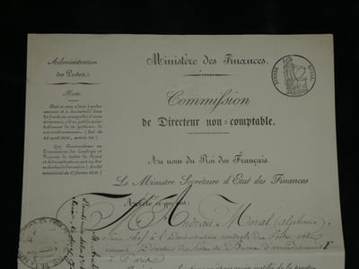 Alphonse ANDRAU-MORAL. Lot de deux Commissions de l'Administration des Postes, 1839 & 1847