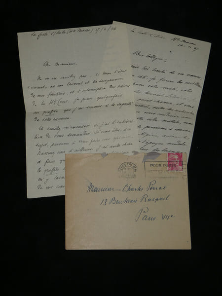 J&eacute;r&ocirc;me Carcopino, Historien - Deux lettres autographes sign&eacute;es - 1946-1947. J&eacute;r&ocirc;me Carcopino