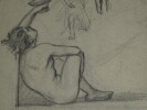 Dessin original au crayon - Etude de nus en mouvement, XIX &egrave;me. Anonyme