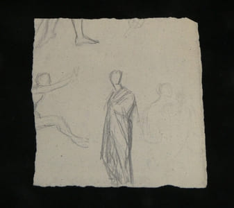 Dessin original au crayon - Etude de nus en mouvement, XIX ème