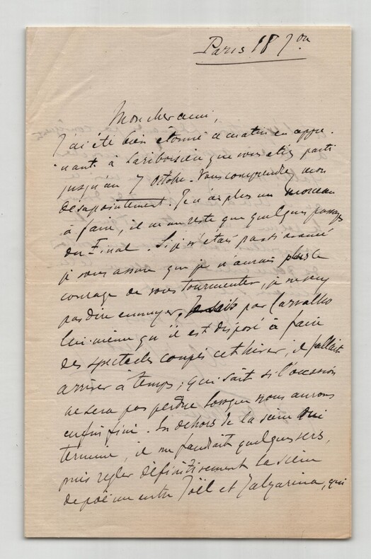 Alphonse Duvernoy - Lettre autographe sign&eacute;e. Alphonse Duvernoy