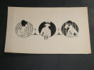 Dessin &agrave; l'encre trio portrait de femmes art d&eacute;co sign&eacute; Made. Made
