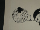 Dessin &agrave; l'encre trio portrait de femmes art d&eacute;co sign&eacute; Made. Made