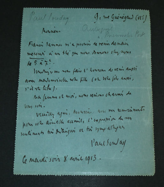 SOUDAY Paul- LETTRE AUTOGRAPHE SIGN&Eacute;E &agrave; Monsieur Arthur FONTAINE, 1913. Paul SOUDAY