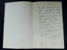 GUYOT Yves - LETTRE AUTOGRAPHE SIGN&Eacute;E, CHAMBRE DES D&Eacute;PUT&Eacute;S, PARIS 1893. Yves Guyot
