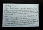 Lettre autographe sign&eacute;e – Lettre de consignes adress&eacute;e &agrave; une infirmi&egrave;re. &Eacute;pouse du Mar&eacute;chal Hubert LYAUTEY (La Mar&eacute;chale Lyautey)
