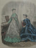 Gravure en couleur de "La mode illustr&eacute;e" - Toilettes de Mme Br&eacute;ant Castel. 