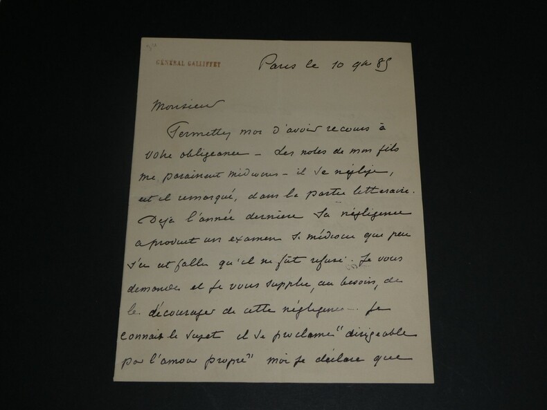 G&eacute;n&eacute;ral Gaston Gallifet - Lettre autographe sign&eacute;e - 1885. G&eacute;n&eacute;ral Gaston Gallifet