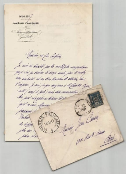 Jules Claretie, Lettre autographe sign&eacute;e Jean Causin, "Vie d'un Directeur" 1897. Jules Claretie