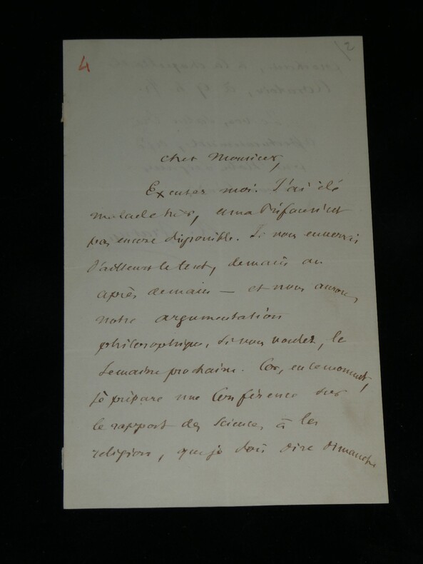 Lettre autographe sign&eacute;e d'Alphonse Gratry – Pr&eacute;face en cours et conf&eacute;rence sur la science et la religion (Oratoire, 19e s.). Alphonse Gratry