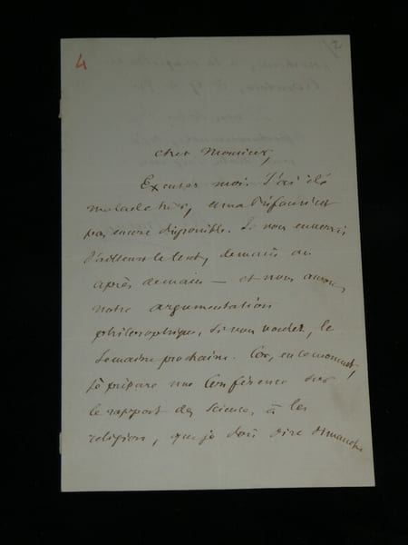 Lettre autographe sign&eacute;e d'Alphonse Gratry – Pr&eacute;face en cours et conf&eacute;rence sur la science et la religion (Oratoire, 19e s.). Alphonse Gratry