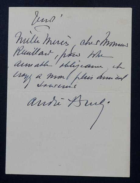 Andr&eacute; BRUL&Eacute; - LETTRE AUTOGRAPHE SIGN&Eacute;E. Andr&eacute; Brul&eacute;