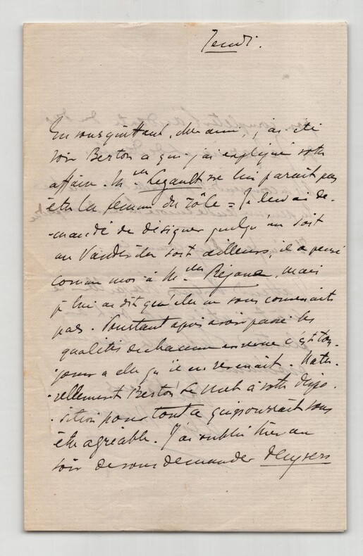 Alphonse Duvernoy - Lettre autographe sign&eacute;e. Alphonse Duvernoy